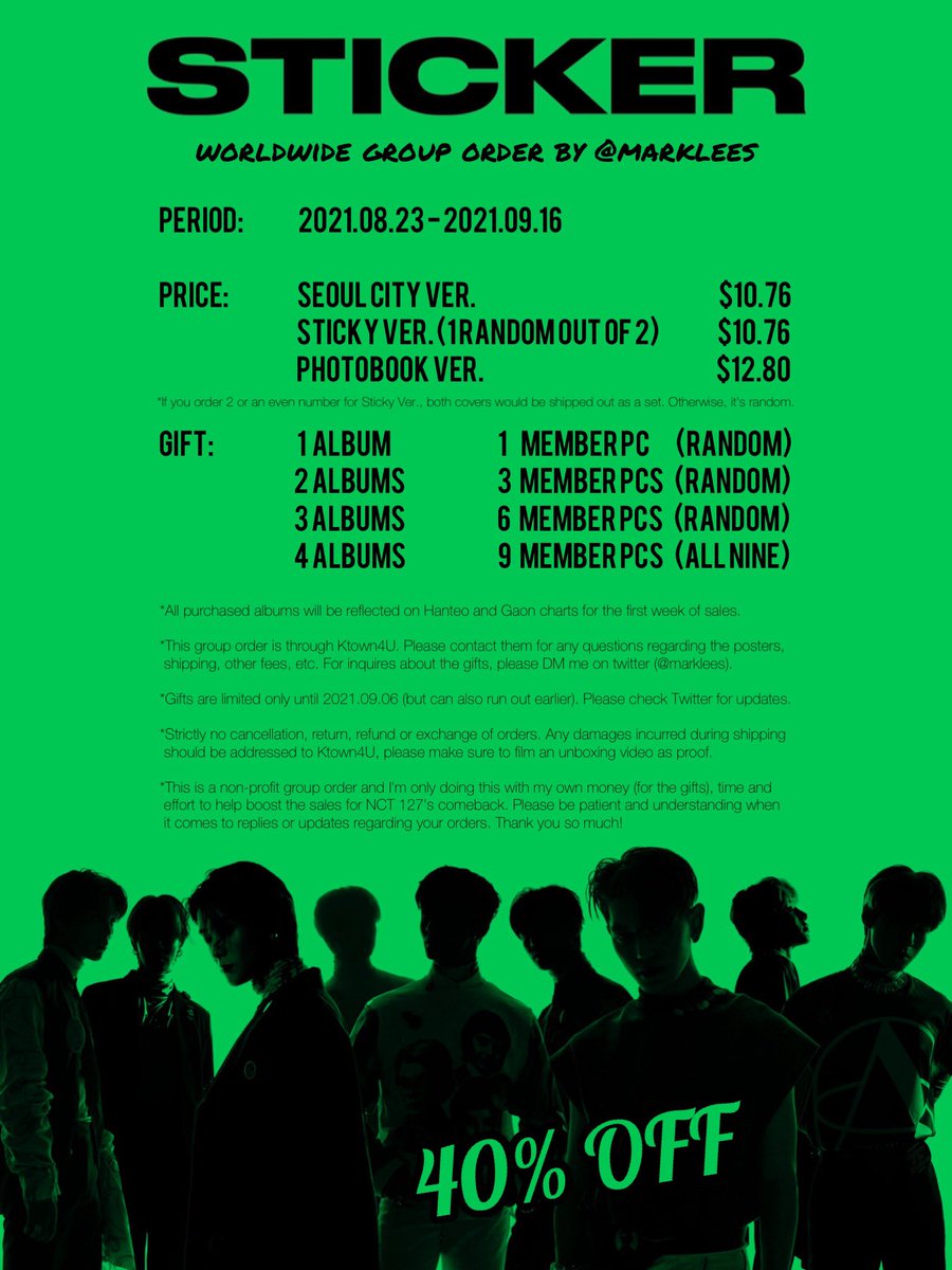 junguwu's tweet photo. [40%OFF WORLDWIDE GO W/ FREEBIES]

Purchase NCT 127 The 3rd Album 
'STICKER' from my @Ktown4u_com link!

• Sticky Ver.
https://t.co/a8umPBRSo1
• Seoul City Ver.
https://t.co/sMmxKkZv3c
• Photobook Ver.
https://t.co/C6USNKOjJz

#STICKER #NCT127_STICKER
@NCTsmtown_127 #NCT127 💚 https://t.co/cHkPqOSK7V