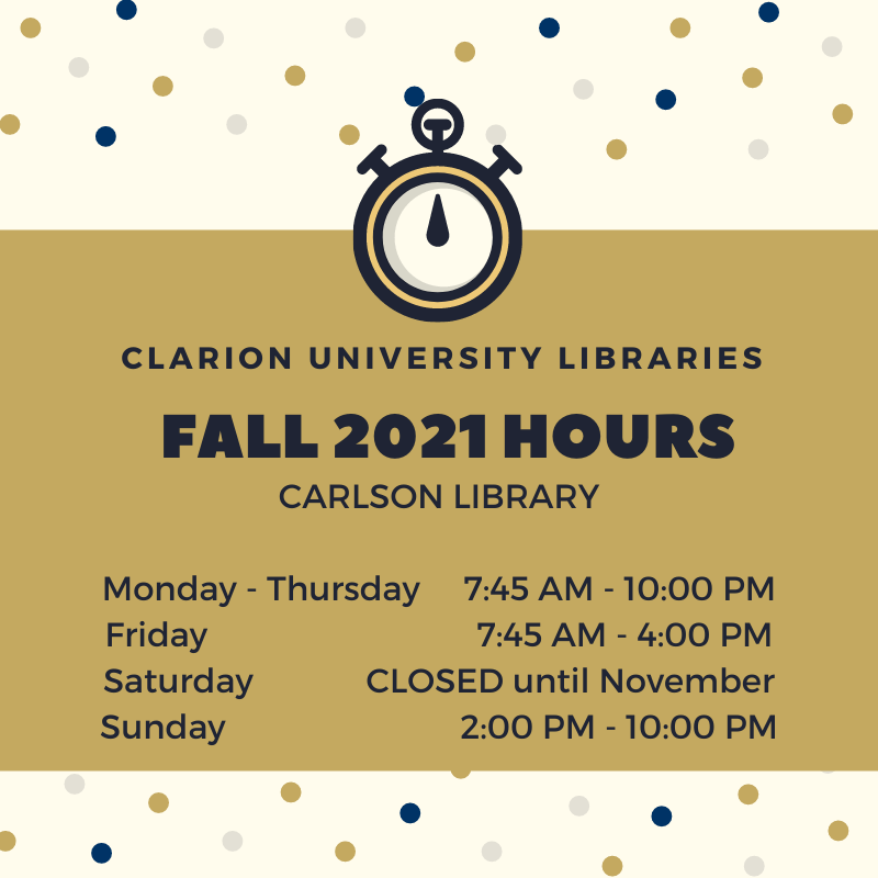CUPLibraries's tweet photo. Welcome to the Fall 2021 semester! The University Libraries are excited to welcome our new and returning students, faculty, and staff. Our Fall hours are posted below. We hope to CU in the library! #WingsUp https://t.co/GJcpxpR31i