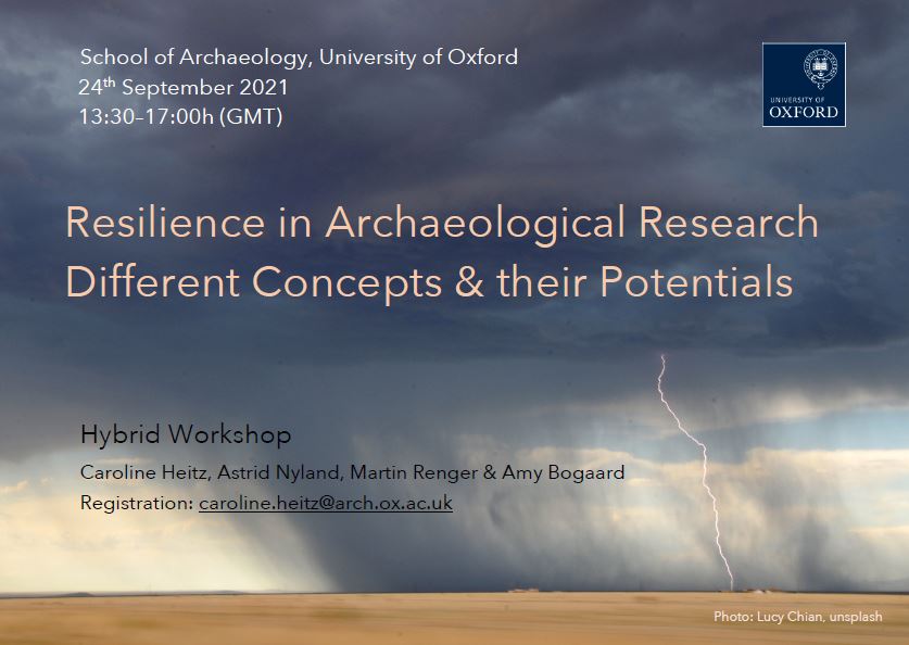 Registration open for workshop on 24 Sept -  #RESILIENCE IN ARCHAEOLOGICAL RESEARCH. Prof Amy Bogaard will be joined by <a href="/cf_heitz_/">Caroline Heitz</a>, @arkeostrida &amp; Marin Renger. This workshop introduces resilience research &amp; explores new avenues for those of you working on similar topics.