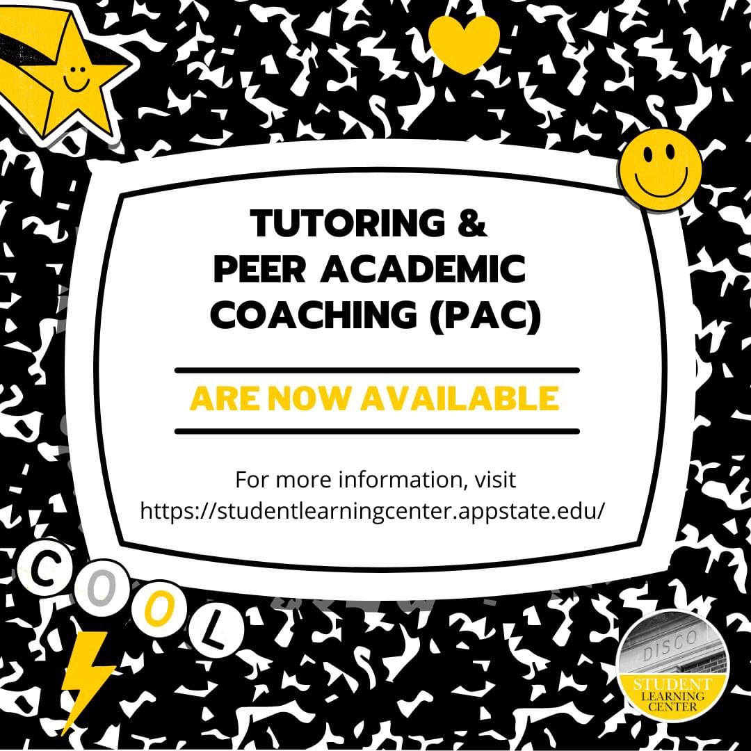 app_slc's tweet image. Schedule an appointment today with a tutor or Peer Academic Coach at studentlearningcenter.appstate.edu!📝⭐