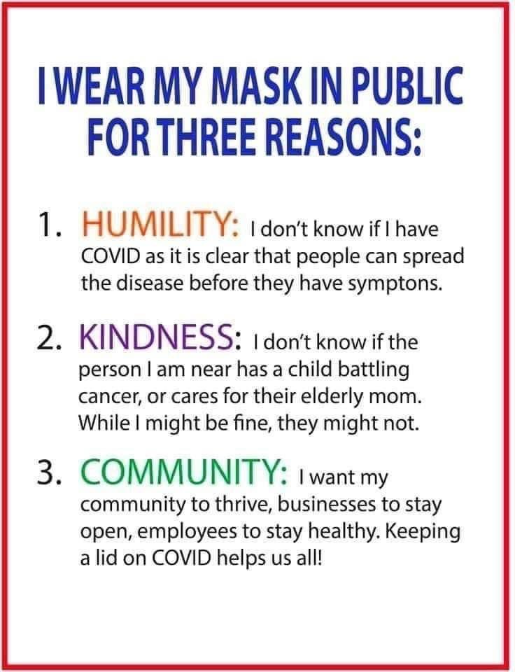 One thing I wonder about: does this virtue messaging work? I understand it, and yet I would be lying if I didn't admit that deep down I wear a mask (partly? mostly?) to protect myself.