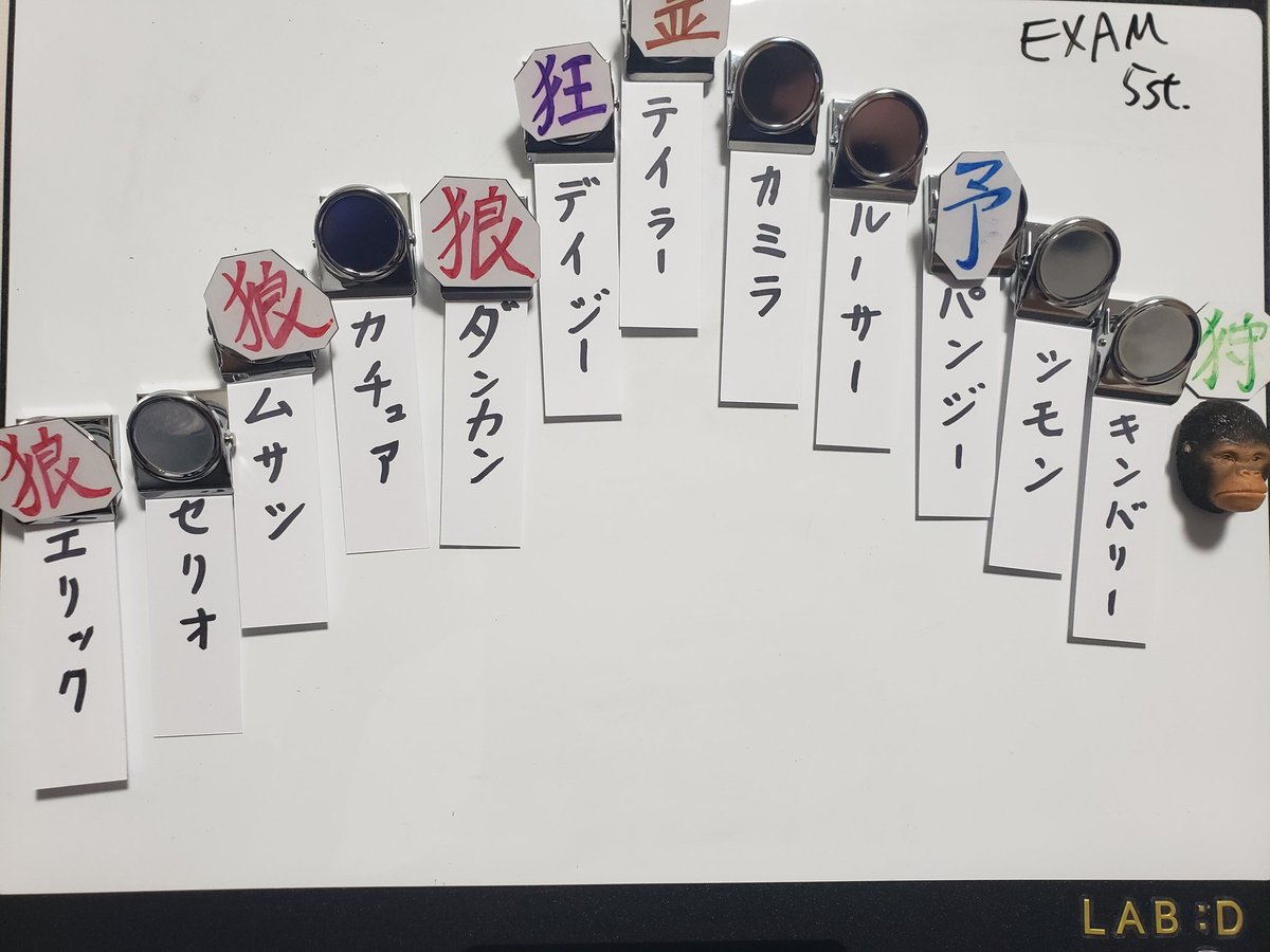 EisukeIke's tweet image. 本日のジッケン終了！
ご参加ありがとうございました！
丁寧に振り替えると時間がどれだけあっても足りないなぁ。
公演単位じゃなくてステージ単位と割り切った方がいいのかも。
明日からどんどんタイムシフトが終わるEXAM、お見逃しなく！
#人狼TLPT
#Lab_D