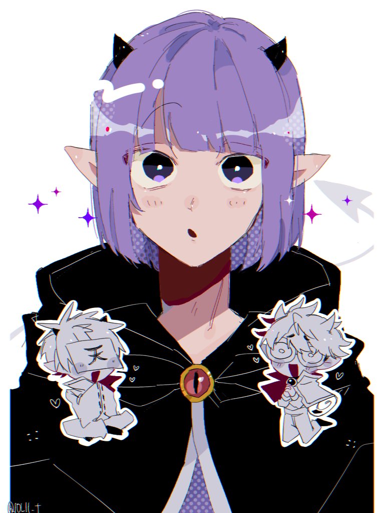 horns purple hair multiple boys tail pointy ears purple eyes demon tail  illustration images