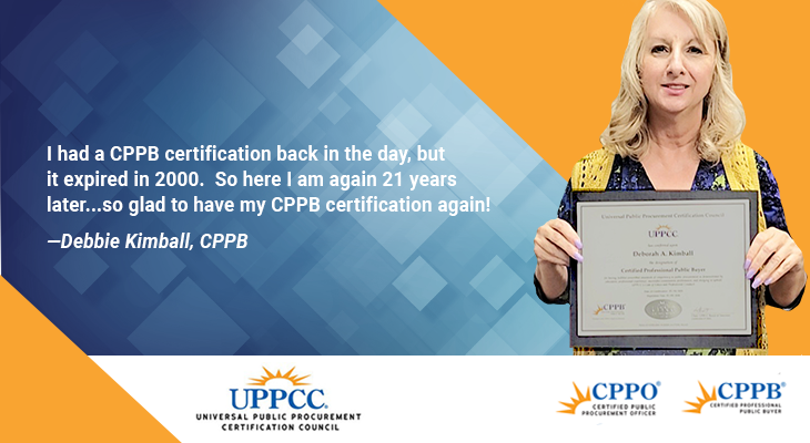 UPPCC78's tweet photo. Not often you see a story like this!  21 years between certifications!  Congrats, Debbie!  

#CPPB #PublicProcurement #certification #UPPCC https://t.co/kn8a4DljFg