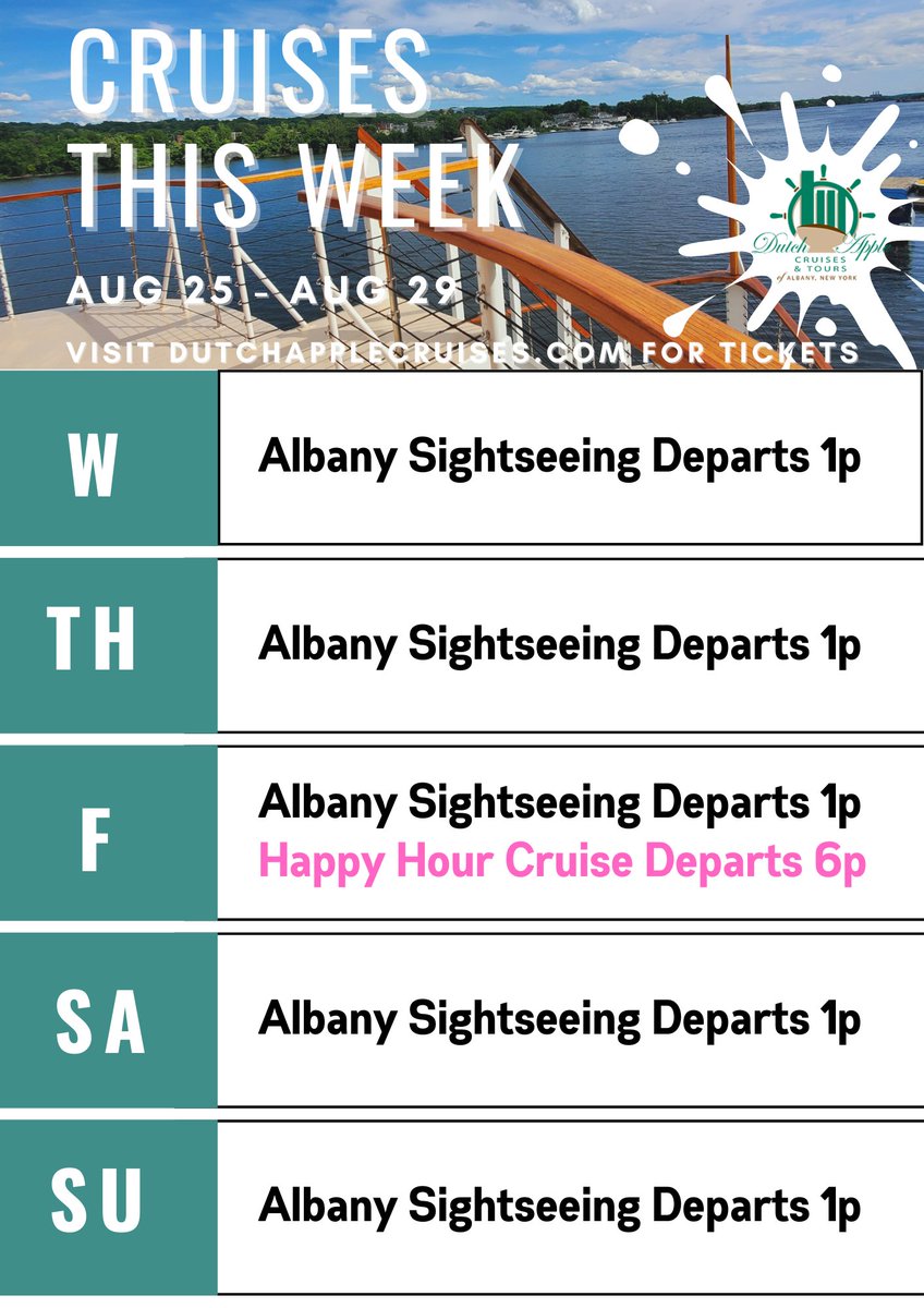 Tickets ➡ Dutchapplecruises.com
💦 ⚓ ☀ ⛴️ 👨‍👩‍👦 🍻 🍔 🥤 🏙 🦅
#DutchAppleCruises #AlbanysRiverBoat #Albany #AlbanyNY #HudsonRiver #capitalregion #Sightseeing #cruisenewyork #exploreyourcity #iloveny #tourboat #hudsonriverviews #summertime