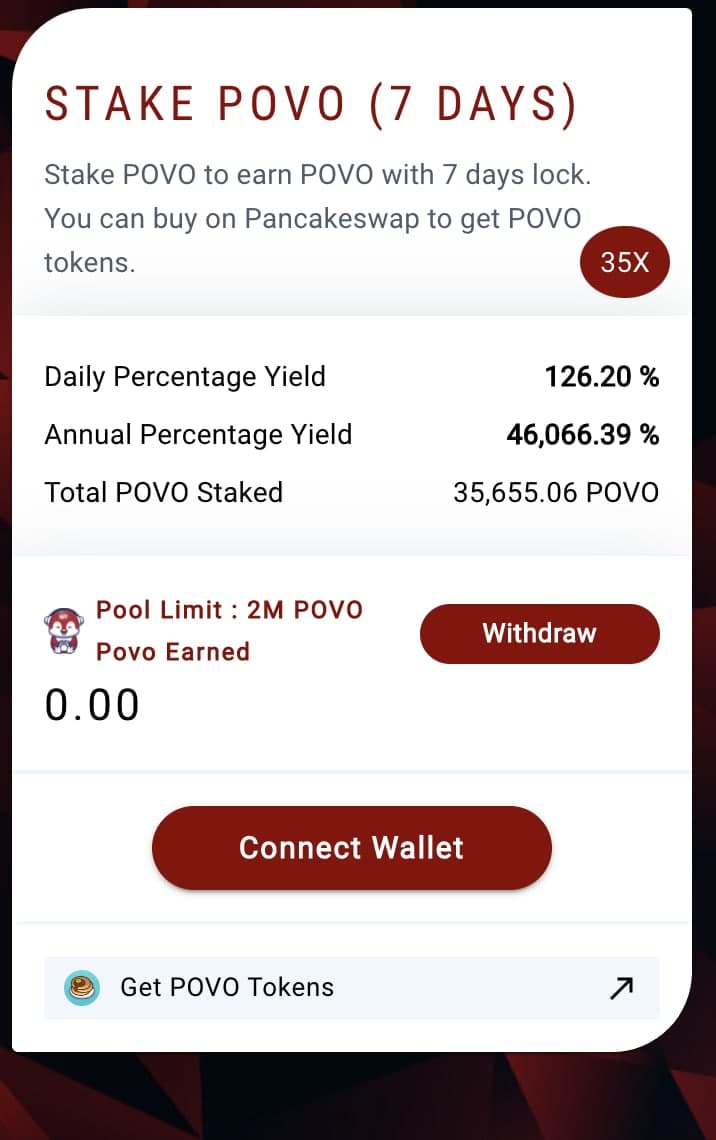 Povo Staking is live get Upto 126.20% DPY

Buy $Povo on pancakeswap
If you miss presale, buy now on pancakeswap

pancakeswap.finance/swap#/swap?out…

$Povo Graph
dextools.io/app/pancakeswa…

Stake now:
stake.povo.finance
#staking #povo #povofin #povogaming