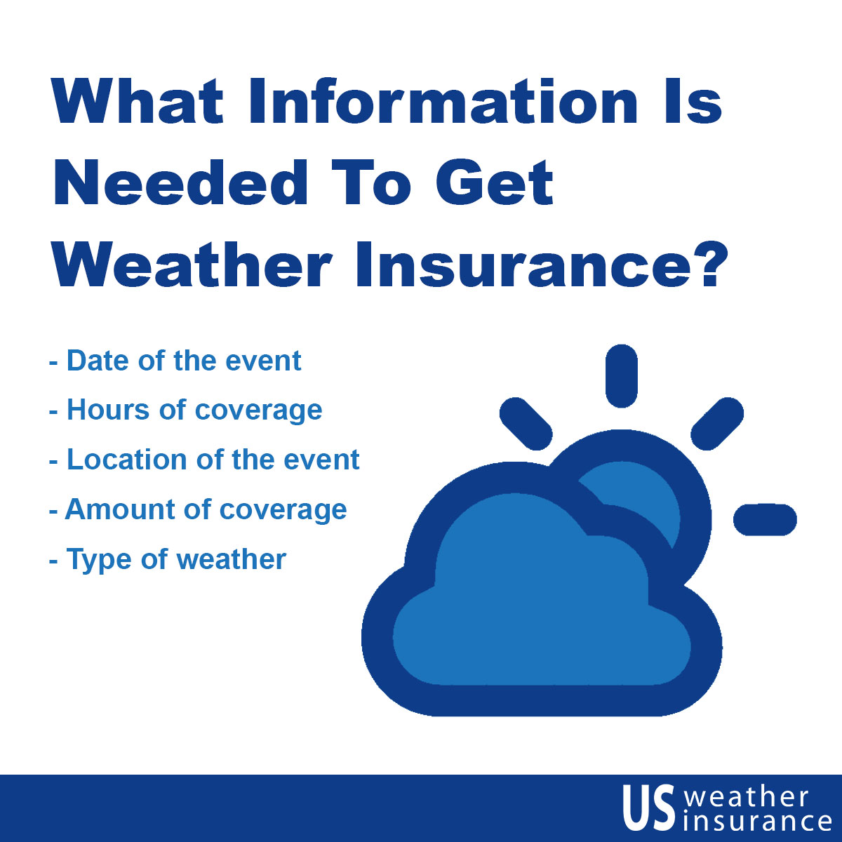 No two weather policies will be alike. To determine an individual quote for weather insurance at your special event the following information will be necessary. #usweatherinsurance #weatherinsurance #weather