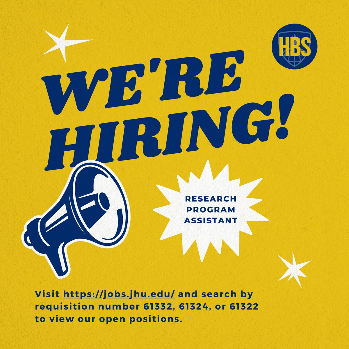 #Hiring We are looking for a Research Coordinator and Research Assistant for our projects on #substanceuse  #overdose #LighthouseStudies   <a href="/JohnsHopkinsHBS/">Johns Hopkins HBS</a>