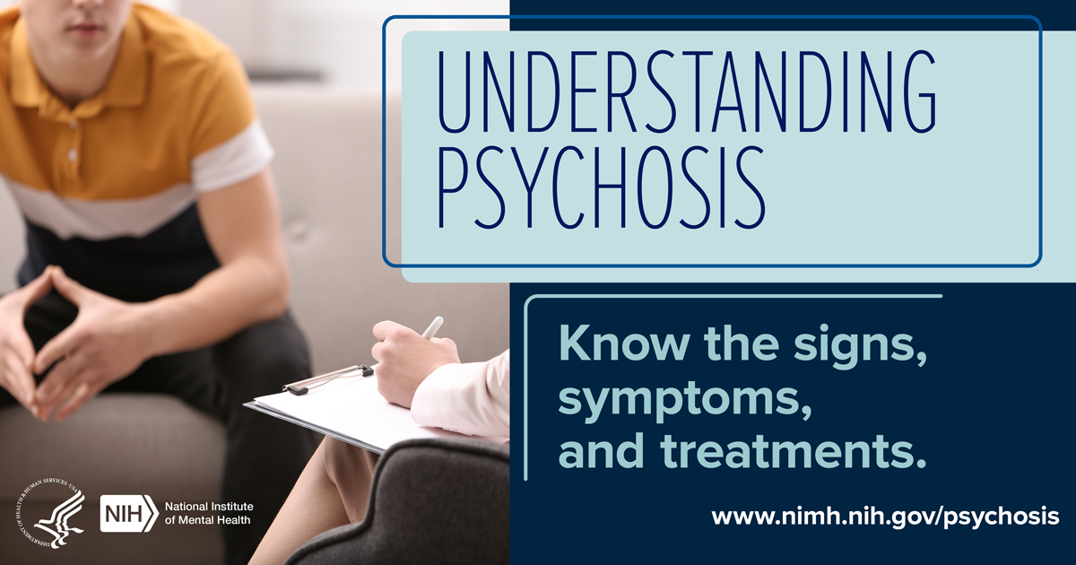 NIMHgov's tweet image. The word psychosis is used to describe conditions that affect the mind, where there has been some loss of contact with reality. Psychosis often begins when a person is in their late teens to mid-twenties. Learn more at go.usa.gov/xF6xU. #backtoschool