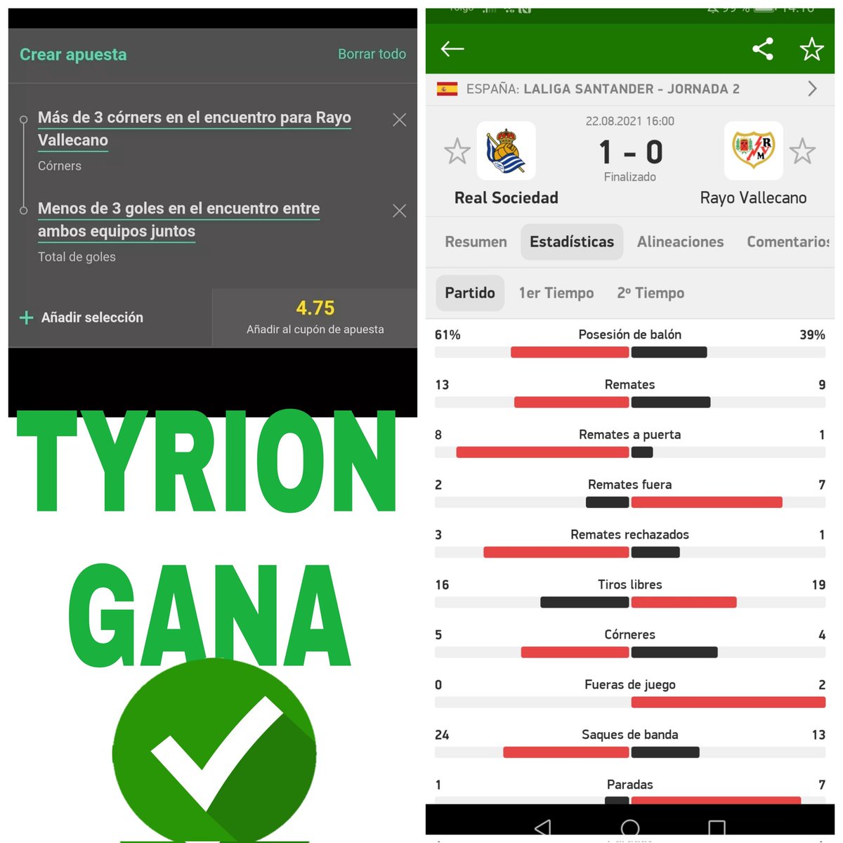 TyrionBet's tweet photo. Primer fin de y cogemos una cuota 4,75 €

No dudes en entrar, te esperamos

TyrionBet
A jugar y ganar 💲💵💹 
https://t.co/SKvhJEes5A https://t.co/KO2SX7SDVs
