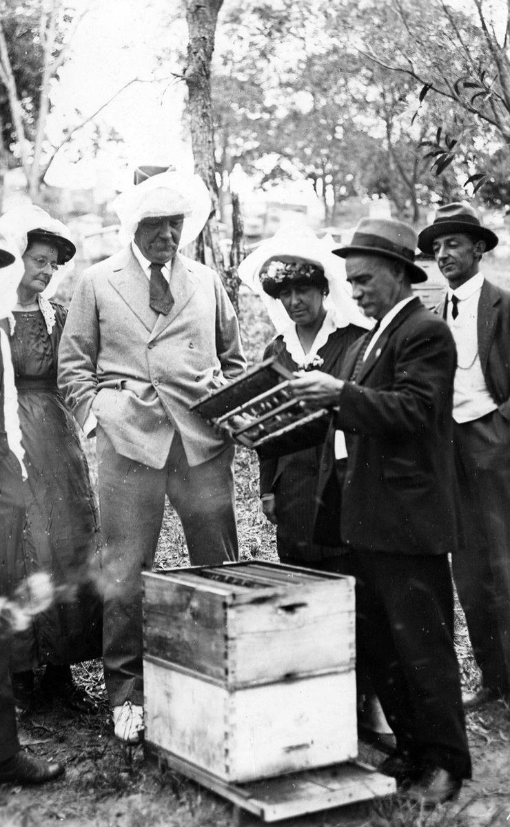 FlaneuseEnVille's tweet photo. Few people realize that the #TorontoReference Library houses one of the largest research collections devoted to #ArthurConanDoyle’s life and works. Pictured here, Doyle at Redback Plains Apiary, Brisbane, Australia, in 1921. https://t.co/U9oCcL184f