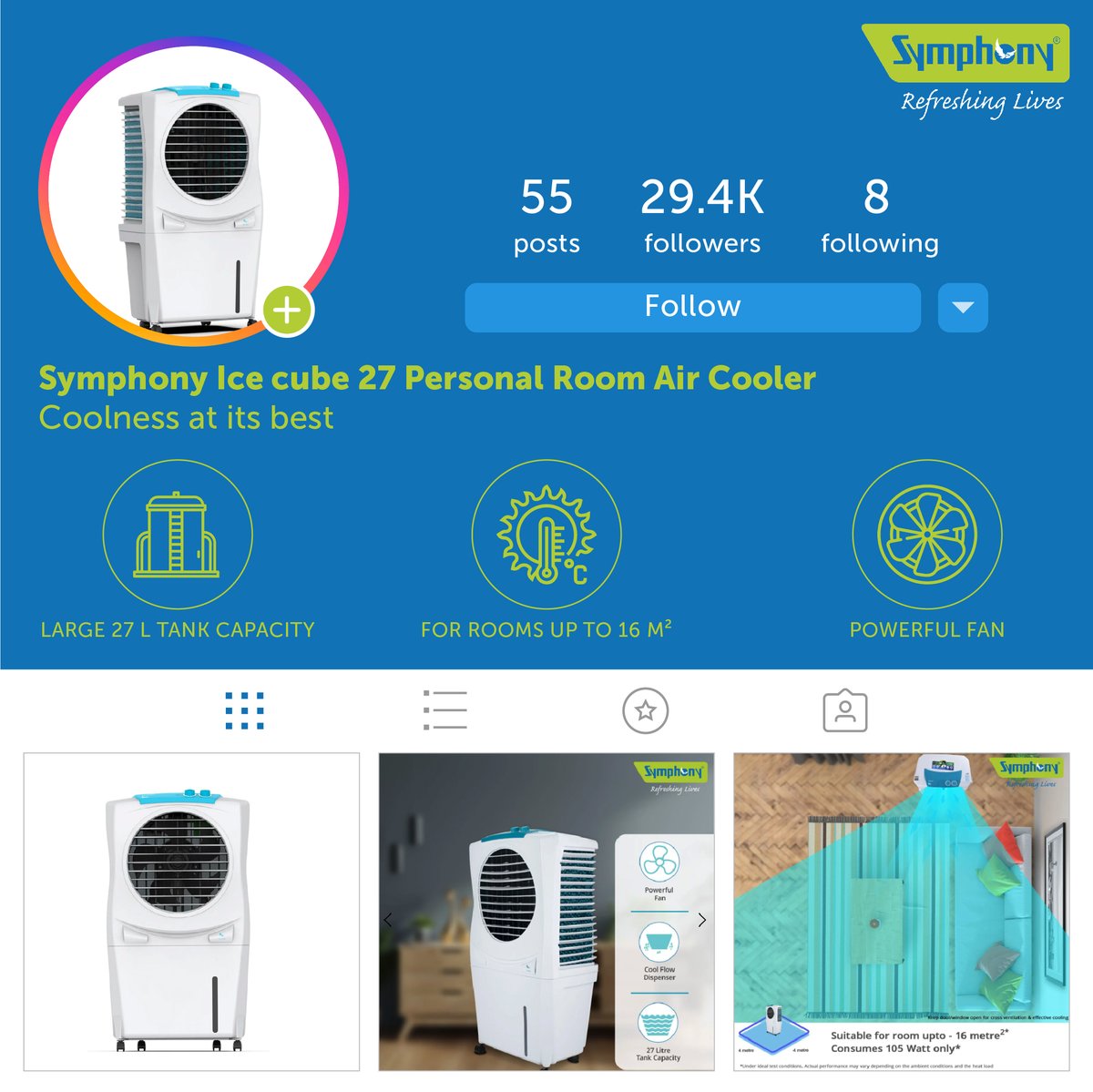 symphonylimited's tweet photo. With a powerful fan and Cool flow Dispenser, our Symphony Ice Cube 27 Personal Room Air Cooler is best for moderate heat or humid conditions! 

For more information, click https://t.co/MwmqRizjVA​

#SymphonyAirCoolers​​ #AbGharLeAaoSymphony https://t.co/A9FDJ9lPRO