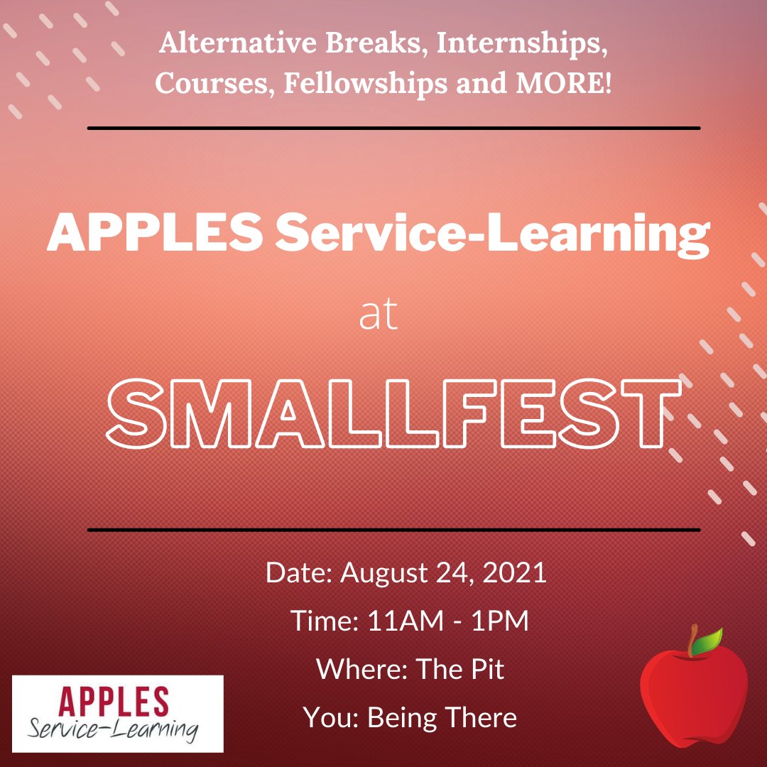UNC_APPLES's tweet image. Hello APPLES community! Welcome to Fall 2021 :) We&apos;re happy to be back and alive in the office. Swing on by our headquarters in the Student Union (3514) as a follow up for more information about our programs after attending our table at Smallfest tomorrow (8/24) from 11am - 1pm!