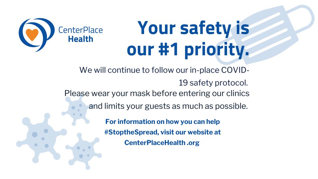CenterPlaceHlth's tweet photo. Considering the various approach methods in regards to the rising COVID-19 cases, we will continue to keep our clinics safe by requiring health screenings upon, masks, capacity limitations. #covid19 #deltavariant https://t.co/8jwehau89I