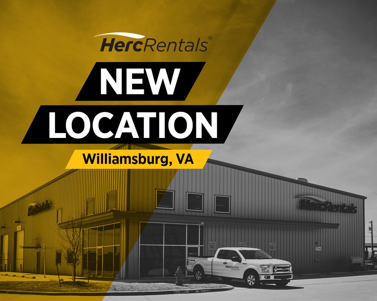 HercRentalsInc's tweet image. Our Williamsburg, VA location is now open! Our team is ready to equip our customers and this community with the gear, solutions and service they need to build a brighter future. We look forward to working with you! #allthegearyouneed #herchasit #teamherc