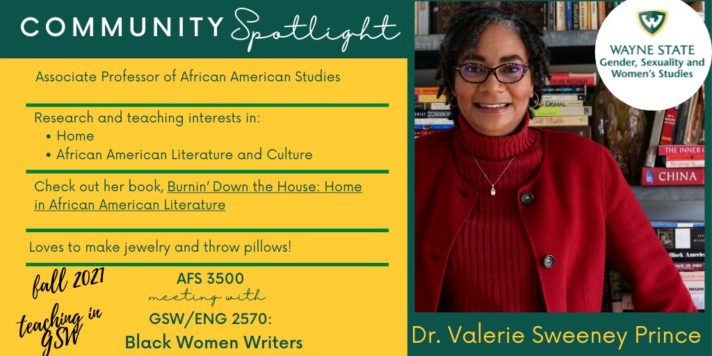 GSW_WSU's tweet photo. The GSW program is excited to offer the cross-listed  GSW 2570: Black Women Writers with Dr. Valerie Sweeney Prince. Course meets with AFS 3500. 
You can still register: https://t.co/R1vxuHq580
@WayneStateCLAS @afamstudies_wsu https://t.co/YA5GNHZTrW