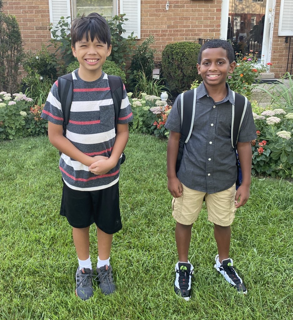 Starting 5th grade today. My Leo I still see him as our baby even though he is officially the middle child now. Omari and him have never not been in class together #dadlife #familia