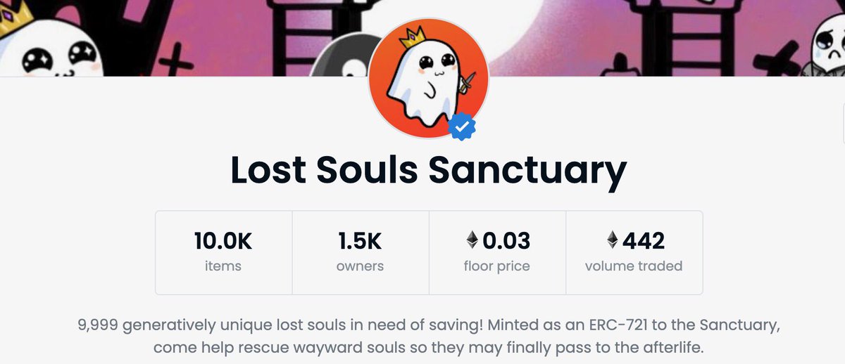 We’ve passed 1500 Soul holders already!👀

In one week:
- 1,500+ Unique Holders
- 3,500+ Discord members
- 2,300+ Twitter followers
- 442 $ETH in secondary sales

We can’t wait to show all you special Souls what the Sanctuary can be!👻 #SaveOurSouls