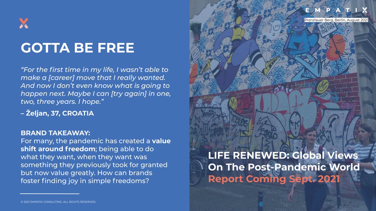 empatiX_says's tweet photo. This summer as Europe reopens from the pandemic, we've been tracking consumer sentiment, human stories &amp; what the trends will mean for brands. Curious about our insights? Follow us to be notified when #LifeRenewed is available for download! #mentalhealth #consumerspending #values https://t.co/WtMiIzJhnF