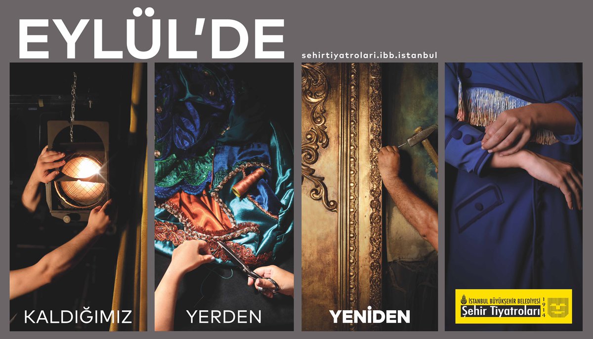 Kaldığımız Yerden… Yeniden…
#İBB #ŞehirTiyatroları, 1 Eylül’de perdelerini açıyor. 25 Ağustos 2021 Çarşamba günü saat 11.00’den itibaren biletler satışa çıkıyor.

👉 sehirtiyatrolari.ibb.istanbul/News/Detail/ye…

#KaldığımızYerden #Yeniden