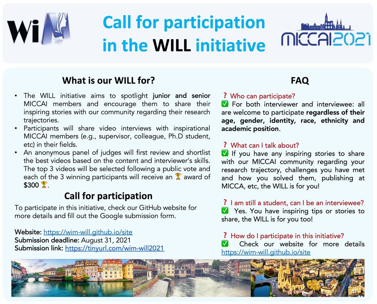 SophiaBano's tweet photo. Submission deadline for the @WomenInMICCAI #inspirational #Leaders #Legacy #initiative is fast approaching. 
Visit https://t.co/ROsjwdOG5d for details
Watch the walkthrough video https://t.co/NvEM81q2SV 
@MICCAI_Society #MICCAI2021 #Interview  #Competition  #community #creativity https://t.co/UiuKV7biE7