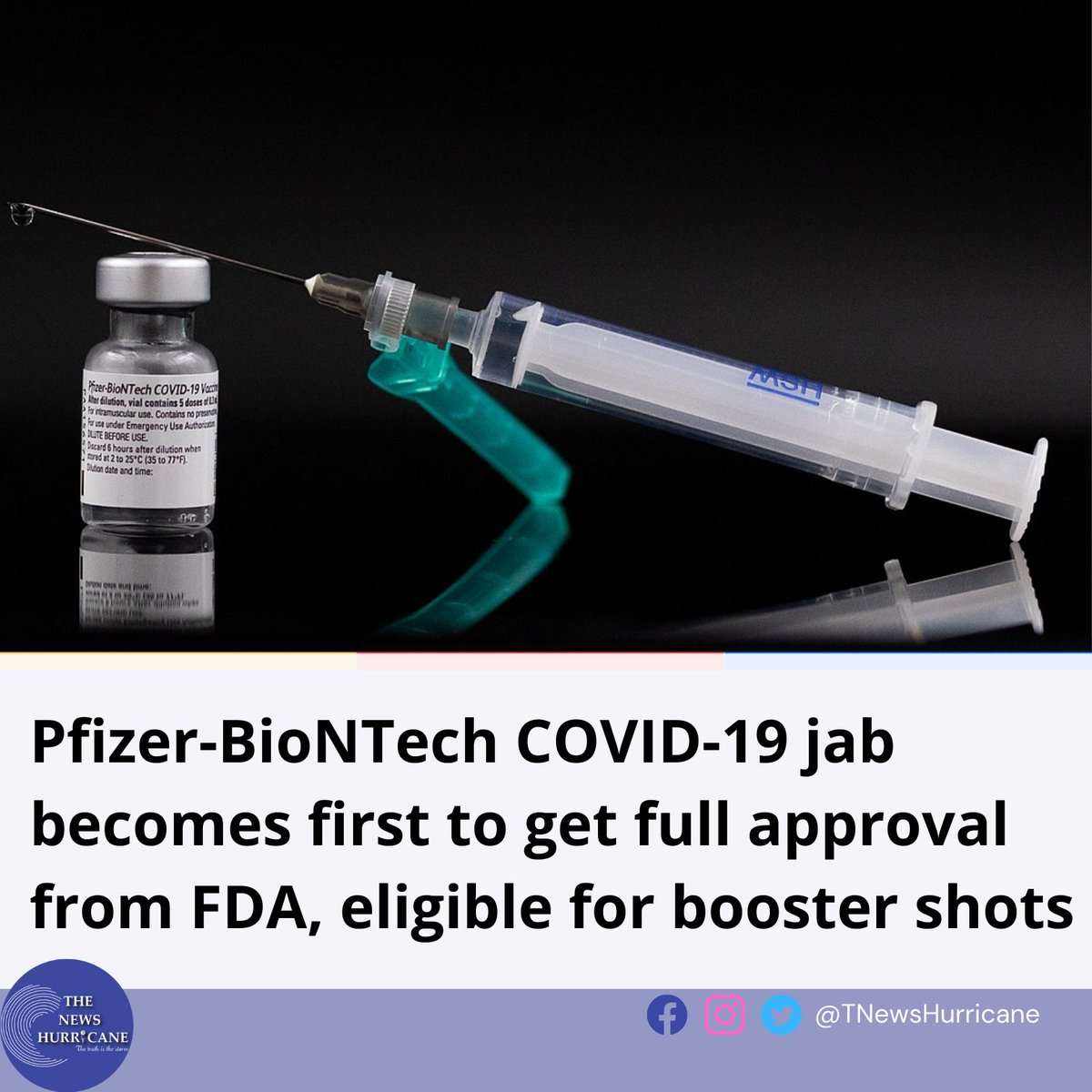 The United States Food and Drug Administration has given its full approval to the Pfizer-BioNTech COVID-19 vaccine. 
#Coronavirus #COVID19 #Pfizer #BioNTech #coronavirusvaccine #CoronavirusPandemic #FDA  #FDAapproved @US_FDA