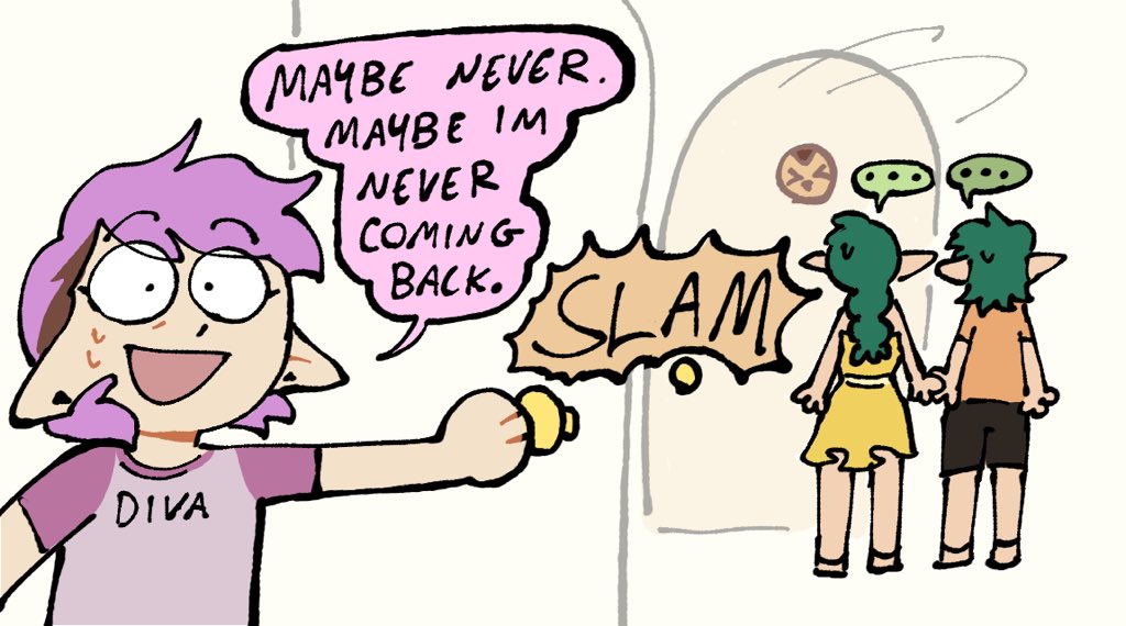 IvySundews's tweet image. This is silly but I like to imagine after knock knock knockin’ on hootys door amity just never left the owl house… like she just started living there &amp;amp; the twins help her out by using illusion magic to make it seem like she’s still at blight manor (1/2) #TOH