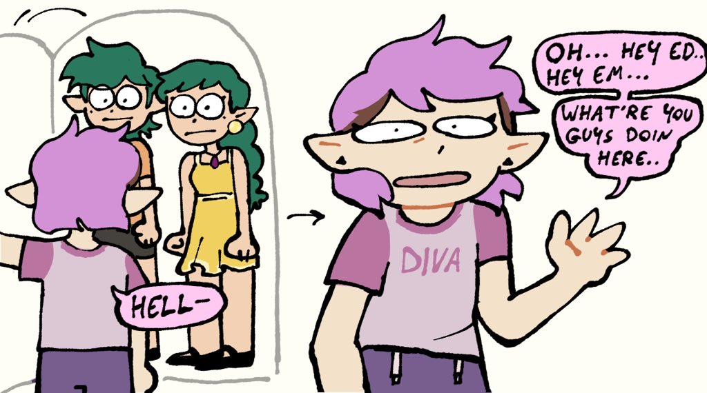 IvySundews's tweet image. This is silly but I like to imagine after knock knock knockin’ on hootys door amity just never left the owl house… like she just started living there &amp;amp; the twins help her out by using illusion magic to make it seem like she’s still at blight manor (1/2) #TOH