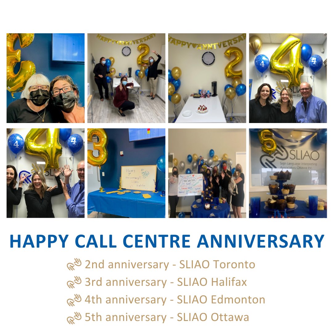 asign_inc's tweet photo. This month we celebrate SLIAO's Call Centres!

2 years for SLIAO Toronto, 3 years for SLIAO Halifax, 4 years for SLIAO Edmonton and 5 years for SLIAO Ottawa.

Here’s to many more years of growth and learning 🎉

#SLIAOinc #Anniversary #CanadaWide https://t.co/LViIfmgRMq