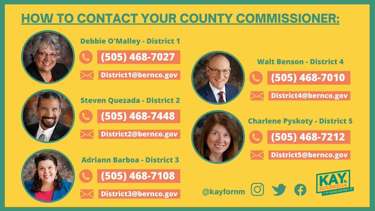 KayForNM's tweet photo. Do you have questions on how to contact your Bernalillo County Commissioner to express your support for my campaign to represent HD19? Here's the contact info for all commissioners π
Or simply email them all at π€ : commission@bernco.gov
#KayForNM #nmpol #nmleg #NMHD19 https://t.co/DuuaNYUOTK