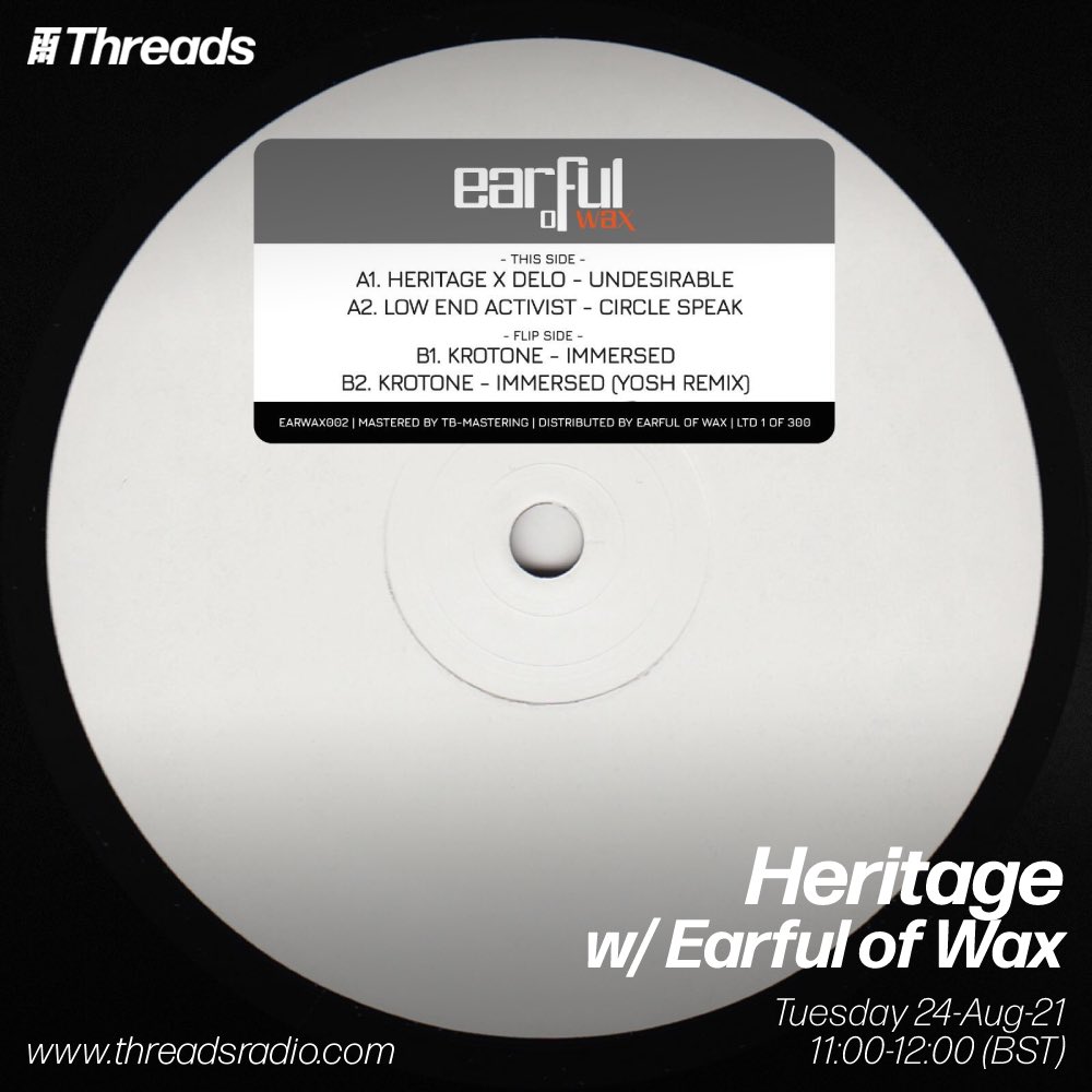 Tomorrow on <a href="/threadsradio/">Threads</a> catch us on the mix and chatting with Earful of Wax 👂🏻