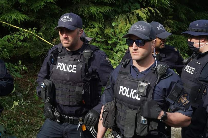 Every day there are photos like this posted of cops at Fairy Creek wearing Thin Blue Line patches. The <a href="/rcmpgrcpolice/">RCMP</a> has directed it's members not to wear them, yet it continues. This speaks to the total lack of accountability as police violence escalates at this blockade.