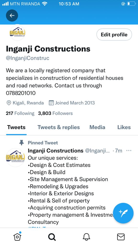 EgidieBibio's tweet image. Because it&apos;s #LundiKwamamaza 
Umunsi utararenga reka mbarangire umuvandimwe utazabatenguha nimukenera zimwe muri izo services
Muzanshimira nyuma, njye nanyuzwe na services ze 👇🏾 @InganjiConstruc