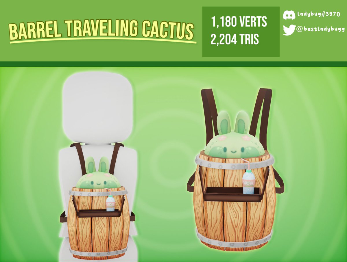 bestladybugg's tweet photo. “Barrel Traveling Cactus” 🌵
-verts:1,180
-tris:2,204
#UGC #RobloxUGC #Robloxdev #Roblox #RobloxDevs #RobloxGFX #UGCConcept #robloxart 
#RobloxUGCconcept @roblox https://t.co/LGBZEGnJp0