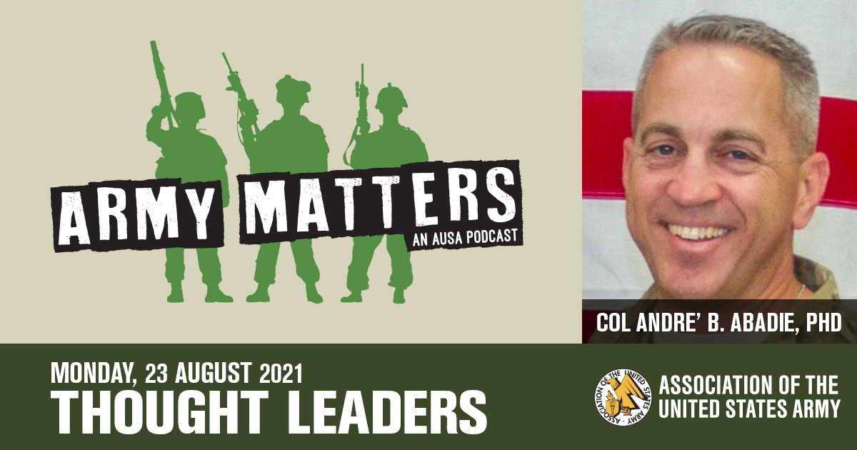 AUSAFamily's tweet image. Joint All-Domain Command and Control (JADC2) will be the unifying capability that brings the military ecosystem together. Hear from @USArmy expert COL Dre’ Abadie, PhD, of @ArmyFutures #today on @AUSAorg’s #ArmyMatters Podcast: podcast.ausa.org. #FuturesCommand