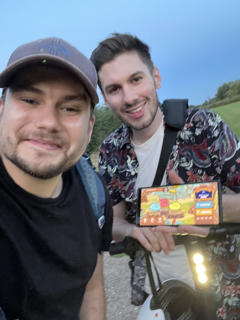 CgbJack's tweet photo. Electric scooters and @AxieInfinity can you name a better combo? Just two @CryptoGamingBrs raving about #AxieInfinity ❤️🚀 https://t.co/uxdRXBP3Zn