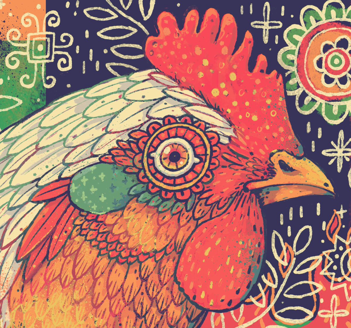 Calaveras y polllitos - a mix of some of my favoritos :) for this new Mexican 🇲🇽 mural for #juanpollo CA 💀 🐓 😋 🌵 yummy! #illustration #mexican #chicken #mural #quepadre #vivamexico #lovemexico #roastery #polloasado #stevesimpson #mariachi