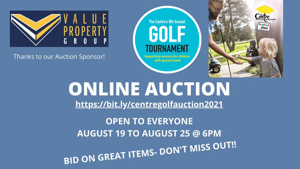 Centreforchild's tweet photo. Thank you everyone for your bids in our online auction, sponsored by Value Property Group-bidding ends @ 6pm tonight! Get your bids in now: https://t.co/k9an64W8VG
#CentreGolf #VancoverCanucks #VancouverGrizzlies #NHLAlumni #FourWindsBrewing #GranvilleIslandBrewing #onlineauction https://t.co/xq9XInvCsa