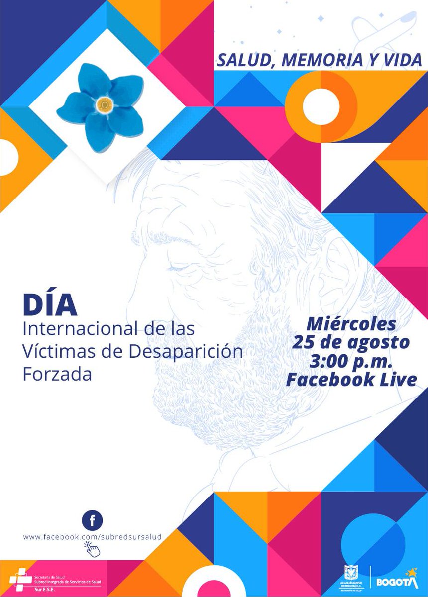 SubRedSur's tweet photo. ▶️#FacebookLive En el marco de la Conmemoración del día Internacional de las Víctimas de Desaparición Forzada, 👥 los invitamos a nuestro conversatorio Salud, Memoria y Vida. Contaremos con invitados especiales desde el @SectorSalud y la @SubRedSur. 
 ¡Los esperamos! 👌🏻 https://t.co/zDDVNMGUMs