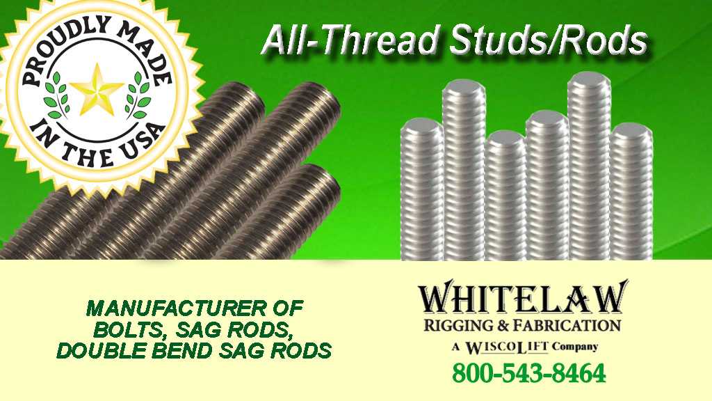 WhitelawRigging's tweet photo. ALL-THREAD STUDS/RODS manufactured in our Shop in Valders, WI. High quality bolts ship in 2-3 days nationwide! For more information, call us at 800-543-8464. #steelbolts #allthread #construction #contractors #studs #rods #tools #building https://t.co/p9V5ByCMTz