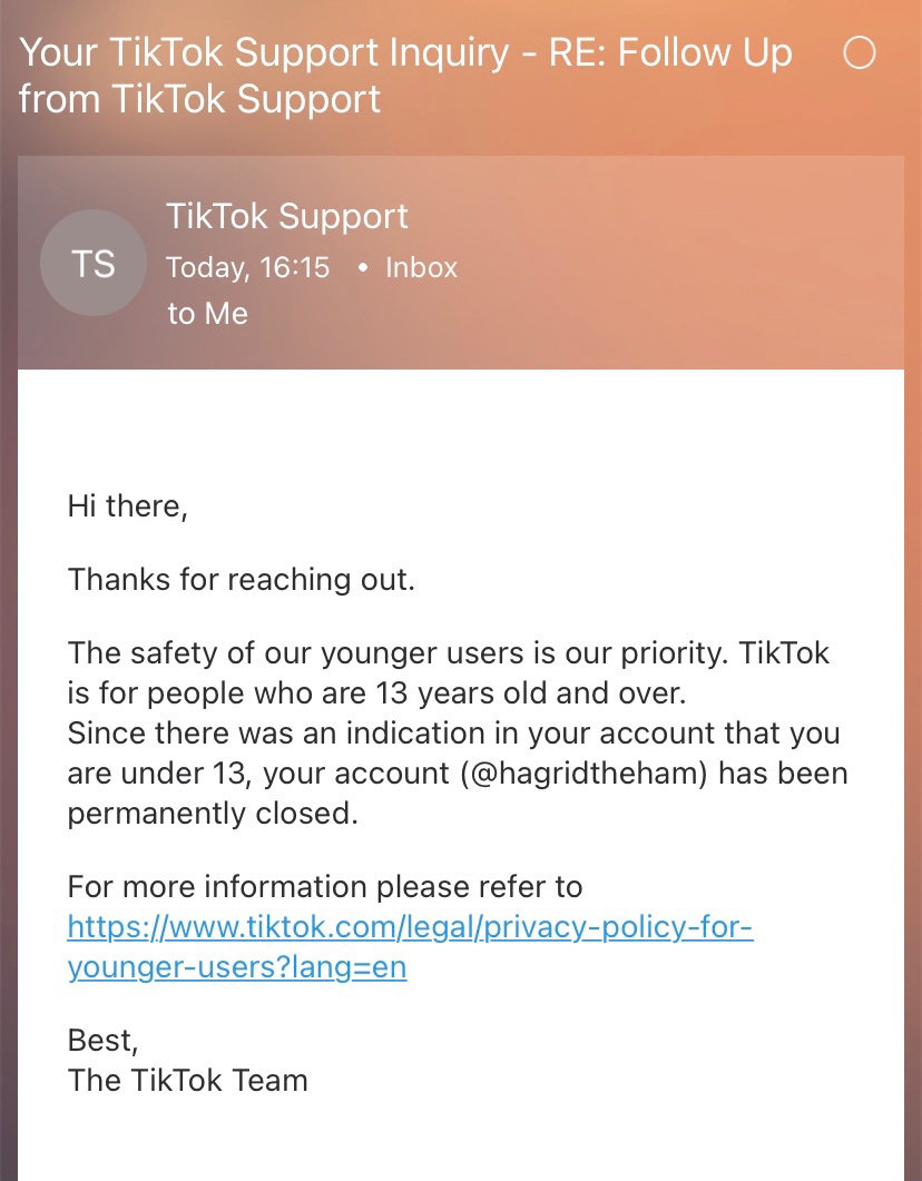 PEACHLEY's tweet photo. @tiktok_uk @TikTokSupport I literally sent a picture of my passport for proof, can this please be remedied as this isn’t fair at all. https://t.co/KNkw37Ahmd