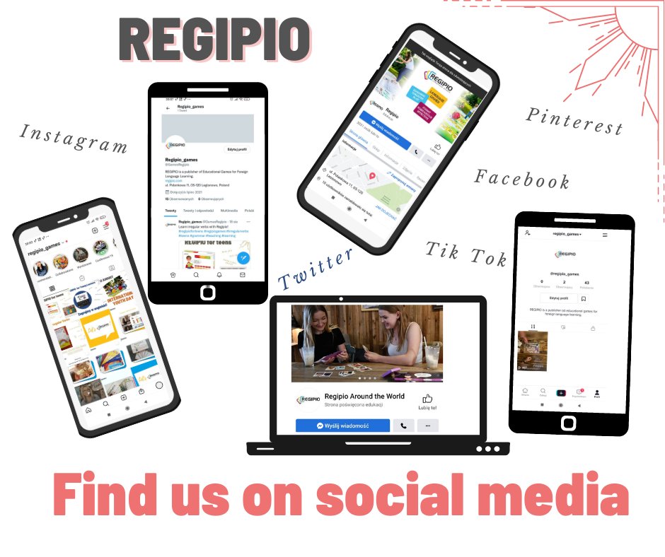 Find us on social media! FB: fanpage @Regipio (Polish) FB: fanpage @Regipio Around the World (English) IG: @regipio_games (Polish) IG anglojęzyczny: @regipio_around_the_world (English) Twitter: @Regipio_games (English) Tik Tok: Regipio games Pinterest: @regipiogames5913