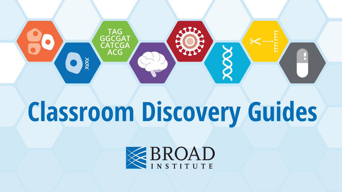 Looking to add more about #STEM #research to your #curriculum? Try Broad’s Classroom Discovery Guides! Our new guides cover key fields of biomedicine like #genetics, #cancer, and #InfectiousDisease. #Teaching #STEMeducation broad.io/classroomdisco… 1/2