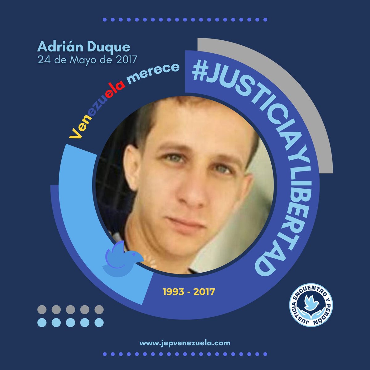 JEPvzla's tweet photo. Adrián Duque murió a los 24 años de edad en la ciudad de Maracaibo, Zulia, cuando salió a protestar en las inmediaciones de las Torres de El Saladillo, el 24 de mayo de 2017. Presuntos funcionarios de la GNB le arrebataron la vida.
¡Prohibido olvidar!
#JusticiayLibertad https://t.co/ZkGkL7nO1v