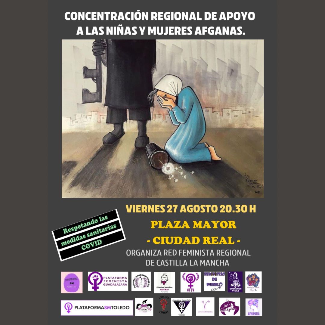 c_asamblea's tweet photo. El viernes 27,  en toda Castilla la Mancha las mujeres estaremos en las calles reivindicando derechos.para nuestras hermanas afganas.
En C Real 20,30, no faltes te necesitan https://t.co/p4yFfyxwnX