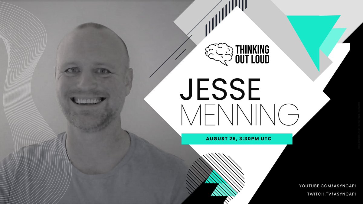 If you enjoyed the last #ThinkingOutLoud episode with @damaru_inc, don't miss the next one with <a href="/JesseMenning/">Jesse Menning</a> 🙌

👉 Thursday, August 26, 3:30PM UTC

🕞 See the time in your time zone: everytimezone.com/s/1e4f7d30

🟥 youtube.com/asyncapi
🟪 twitch.tv/asyncapi