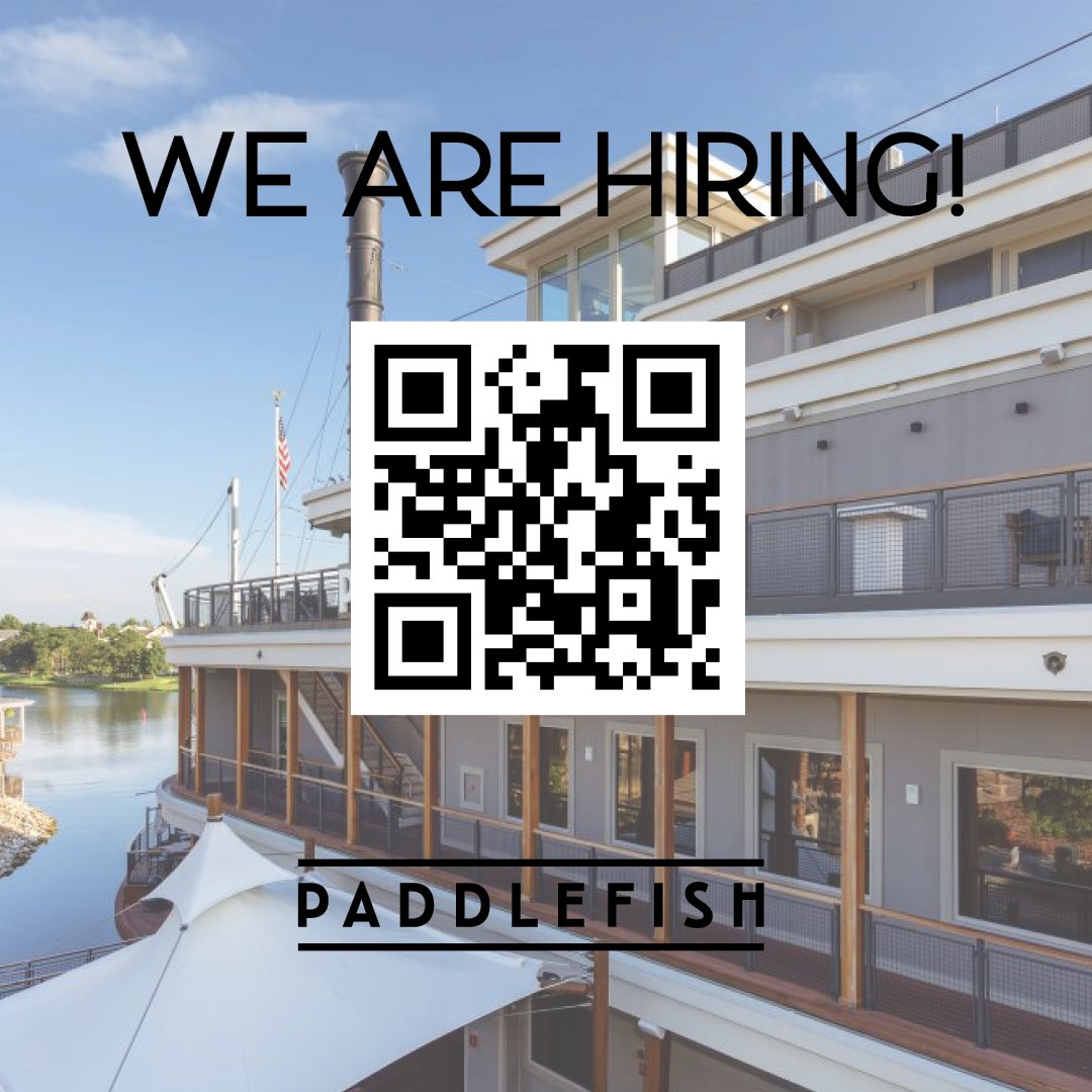 Paddlefish is hiring! We are looking to hire all positions. If interested, scan the QR code and it will take you directly to the application. We look forward to bringing you on our team! 💙
