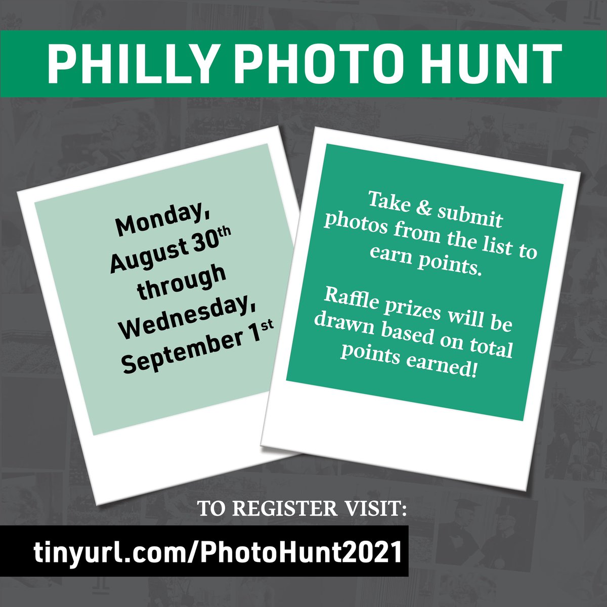 TempleSFC's tweet photo. Registration is now open for our Philly Photo Hunt! Collect and submit as many photos as you can from the list provided.  Participants will be entered into a raffle for prizes based on how many points earned. 
 
To register, visit https://t.co/n1EHsVStAQ https://t.co/Sj4eG34hV5