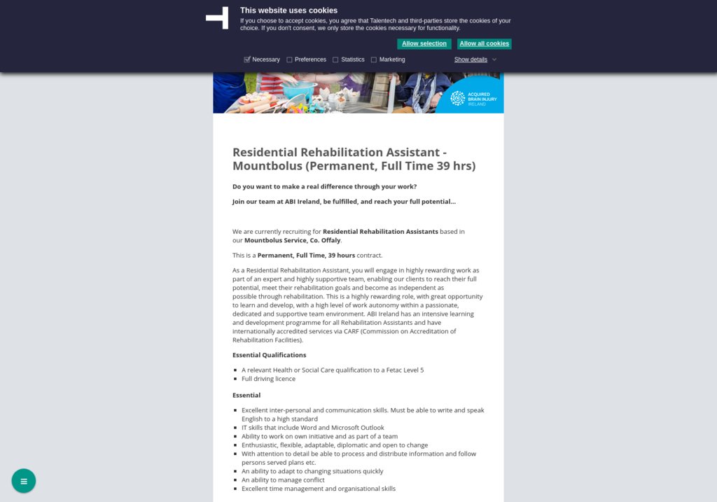 ABIIreland's tweet photo. Residential Rehabilitation Assistant - Mountbolus (Permanent, Full Time 39 hrs) https://t.co/Oewr86d078 https://t.co/3DxclECmTN