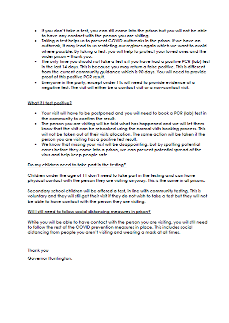 Great news...Stoke Heath will be introducing contact social visits from Thursday 26th August.